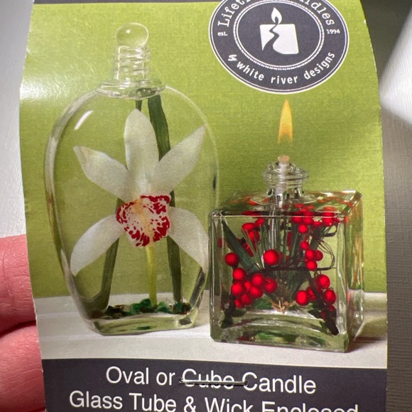 Lifetime Candles Small Cube Oil Lamp Green Orchid Glass Handmade USA - Picture 6 of 10